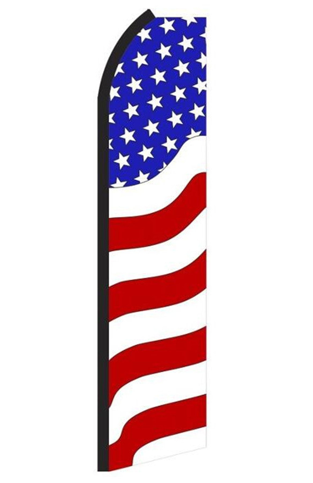 American RZ9 feather flag with white stars on blue above broad red and white stripes