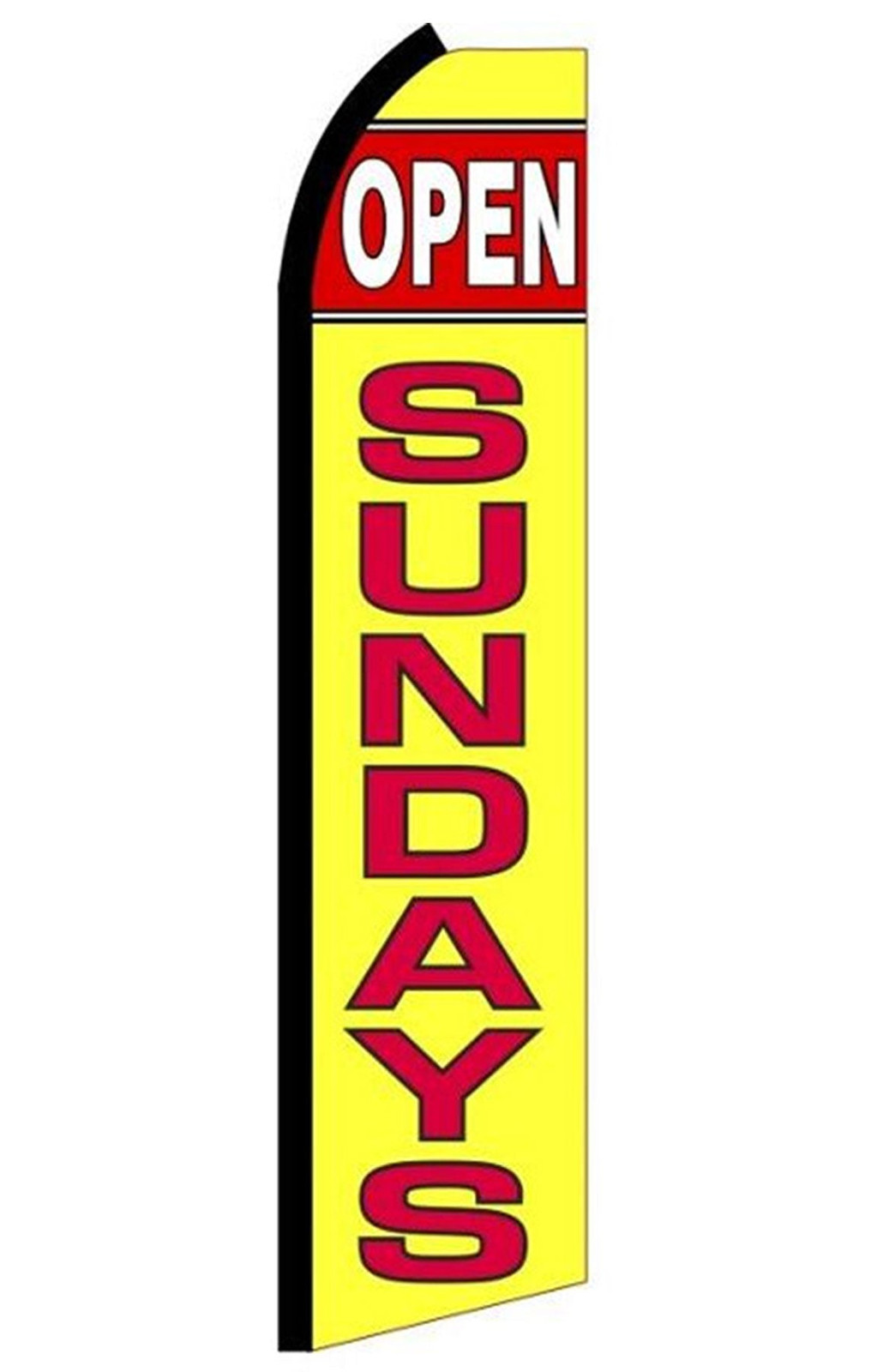 Open Sundays feather flag, design RR1