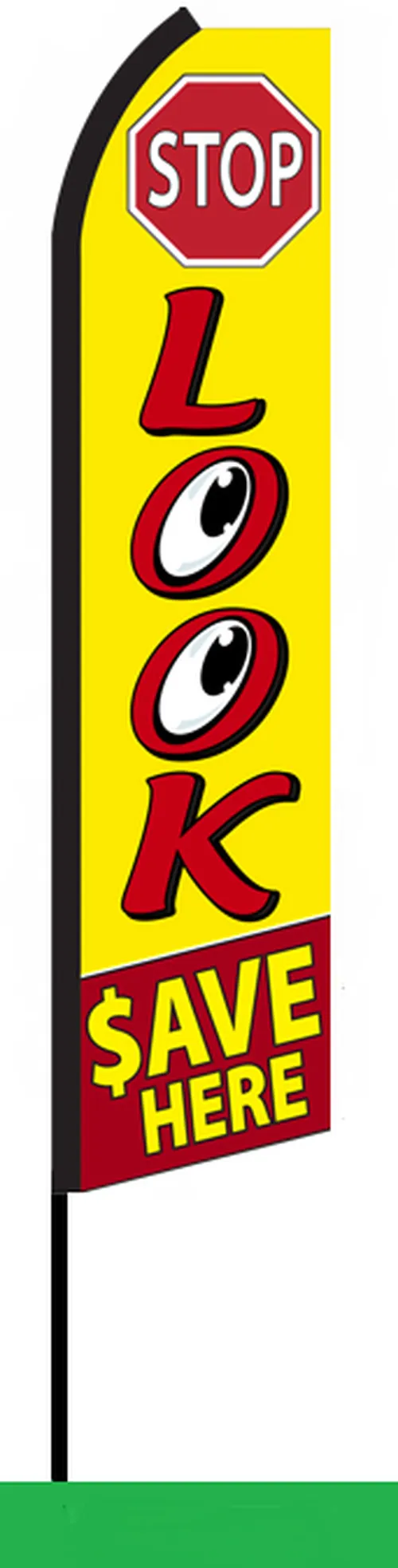 Look Save Here Swooper Feather Flag #sh5