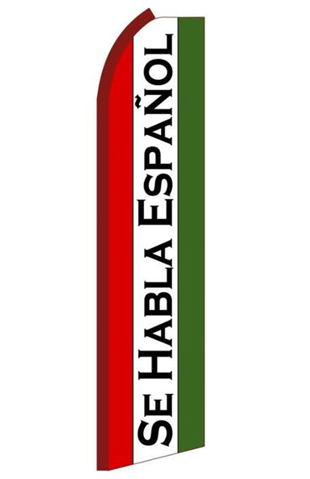 Green, white and red flag with black Se Habla Espanol lettering, design RU6