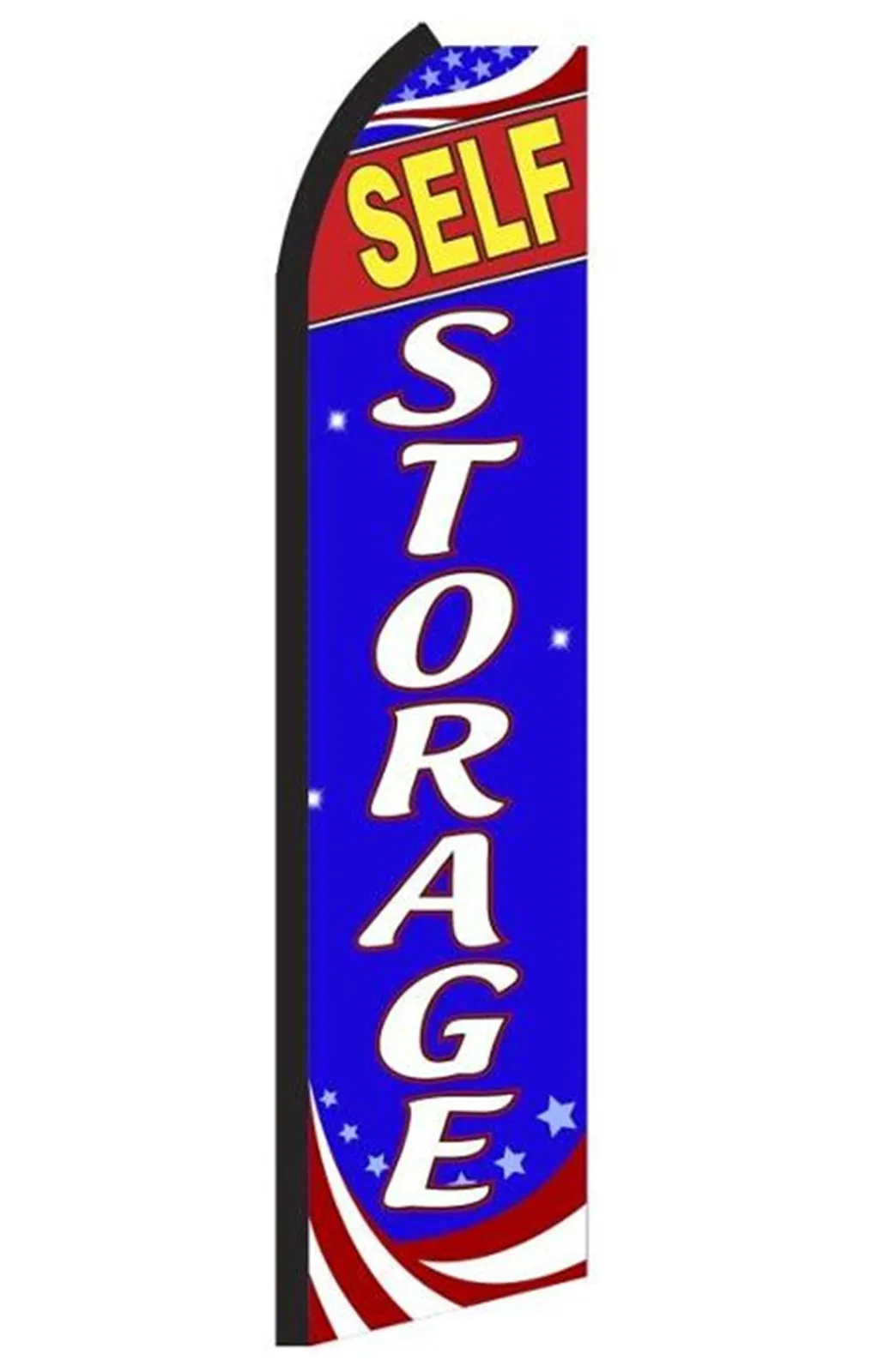 Self Storage feather flag in blue with white lettering, RU8