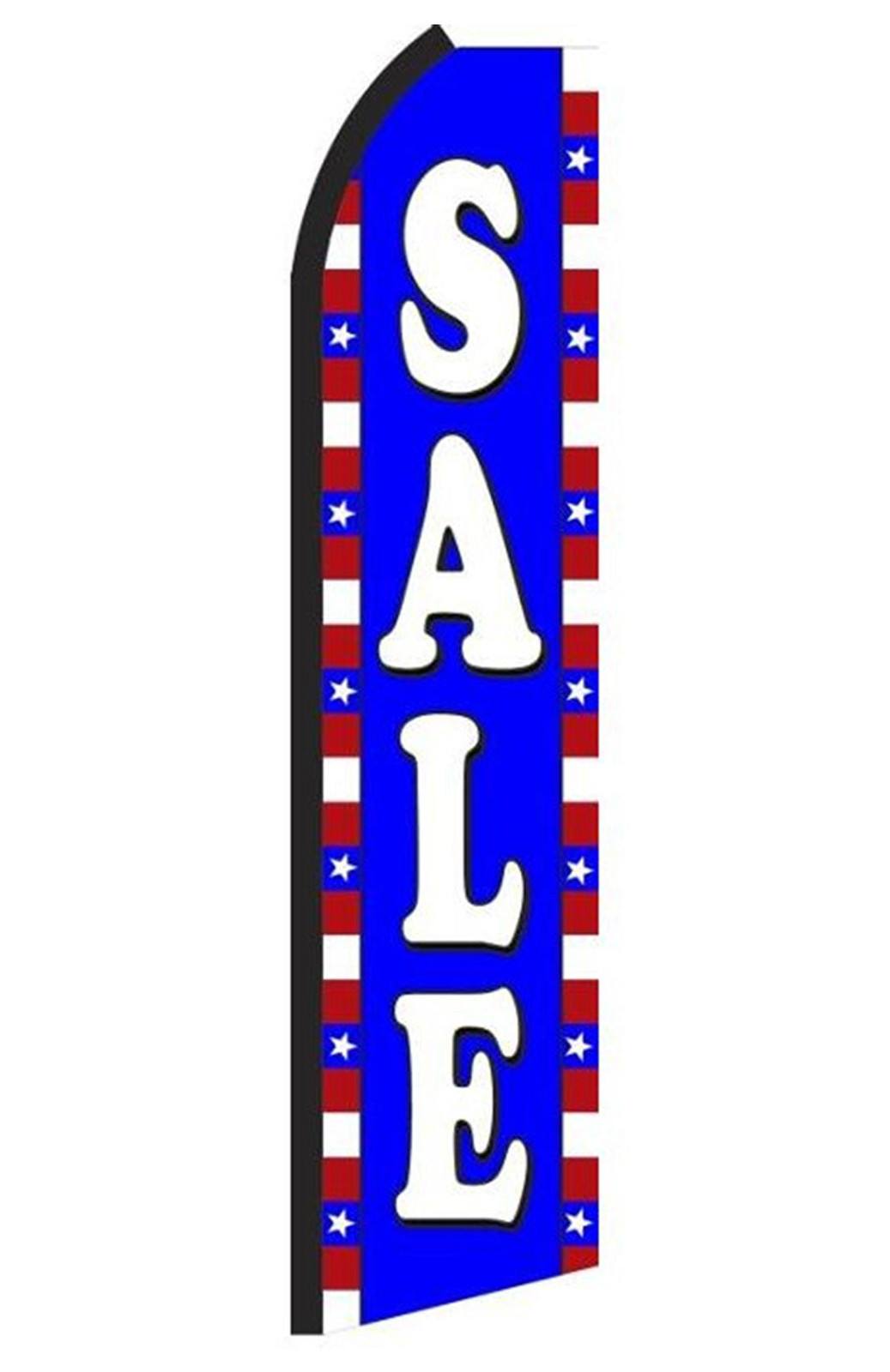 Sale feather flag in blue with white lettering and red accents, RU2