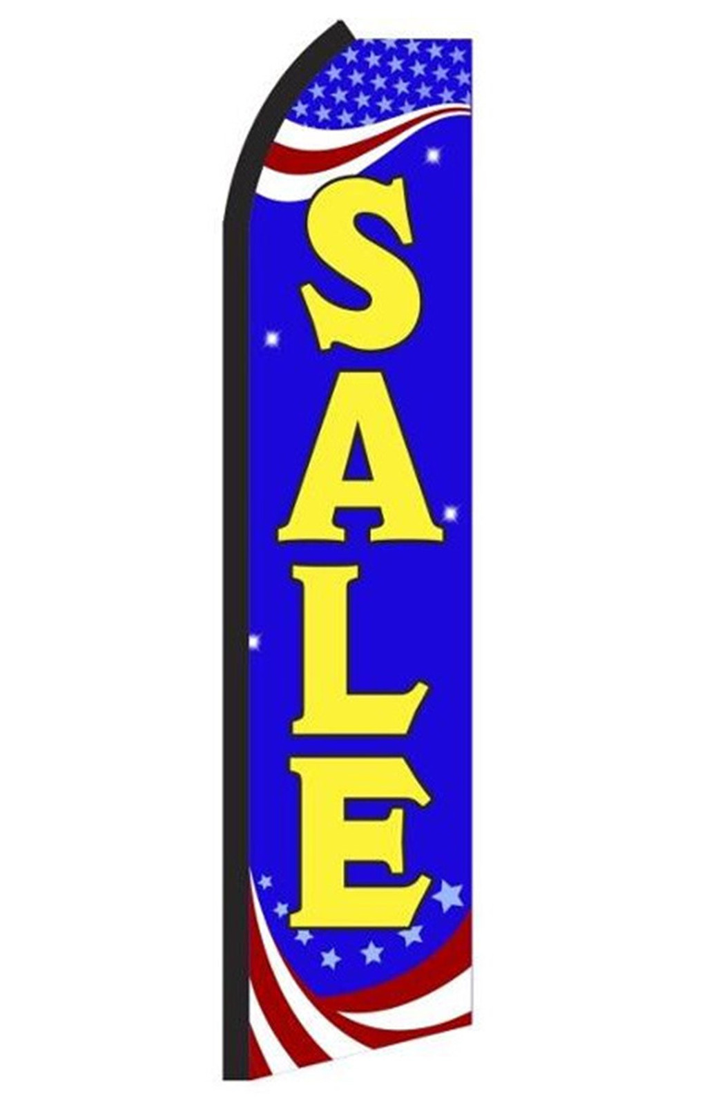 Sale feather flag in blue and yellow with red and white accents, SE1