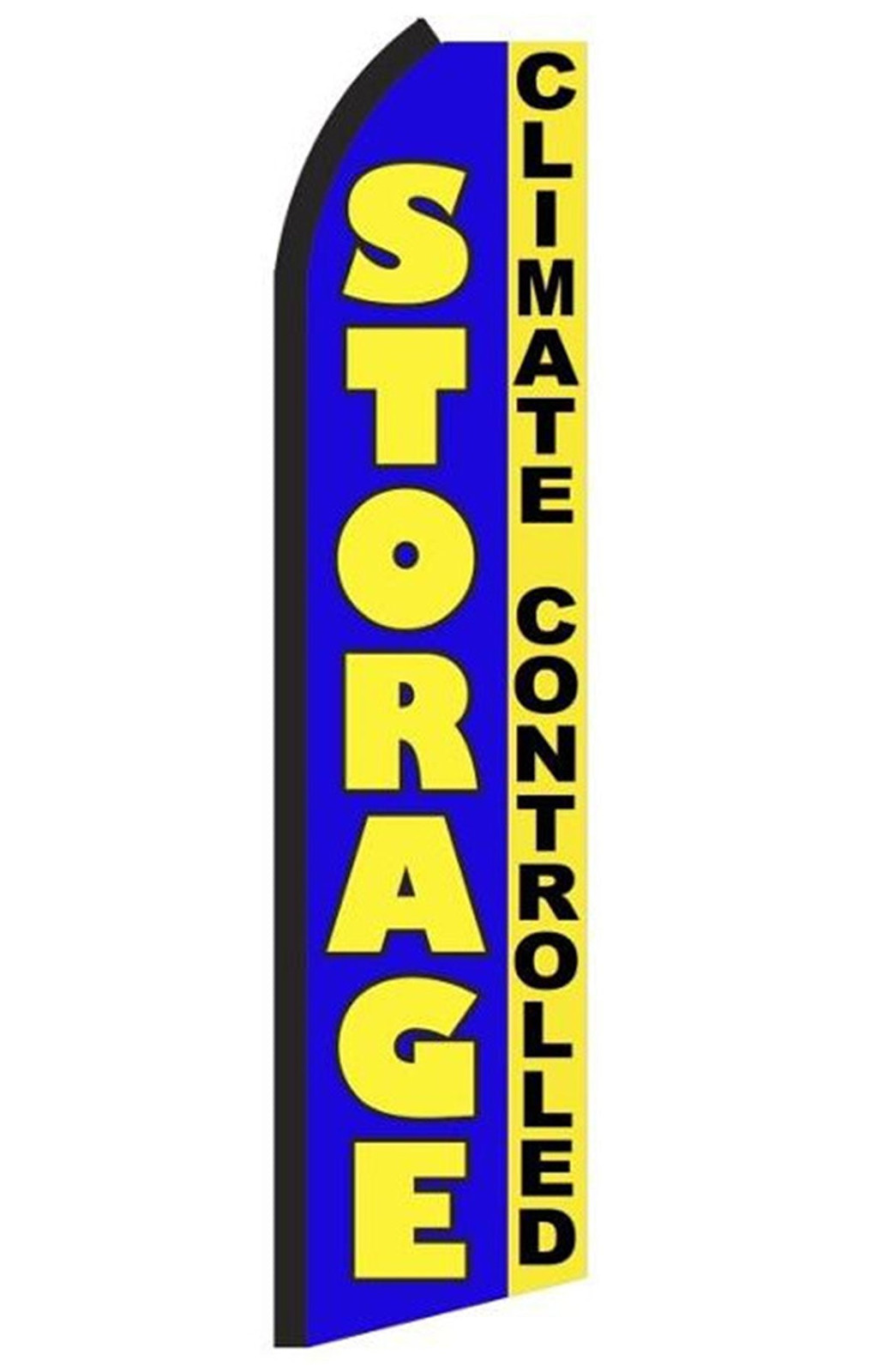 Storage Climate Controlled feather flag in blue and yellow, RX6