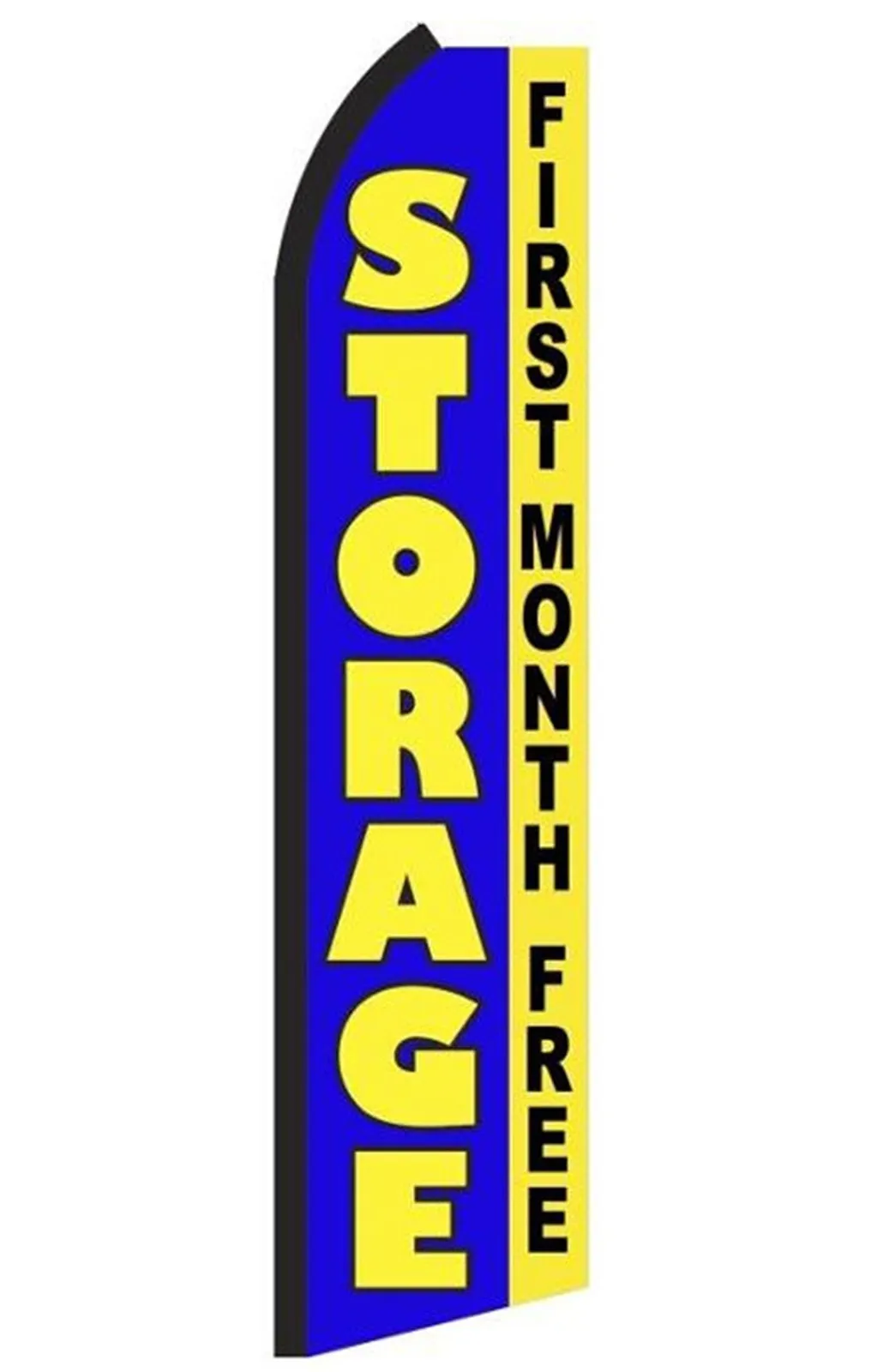 Storage 1st Month Free feather flag in blue and yellow, SF6