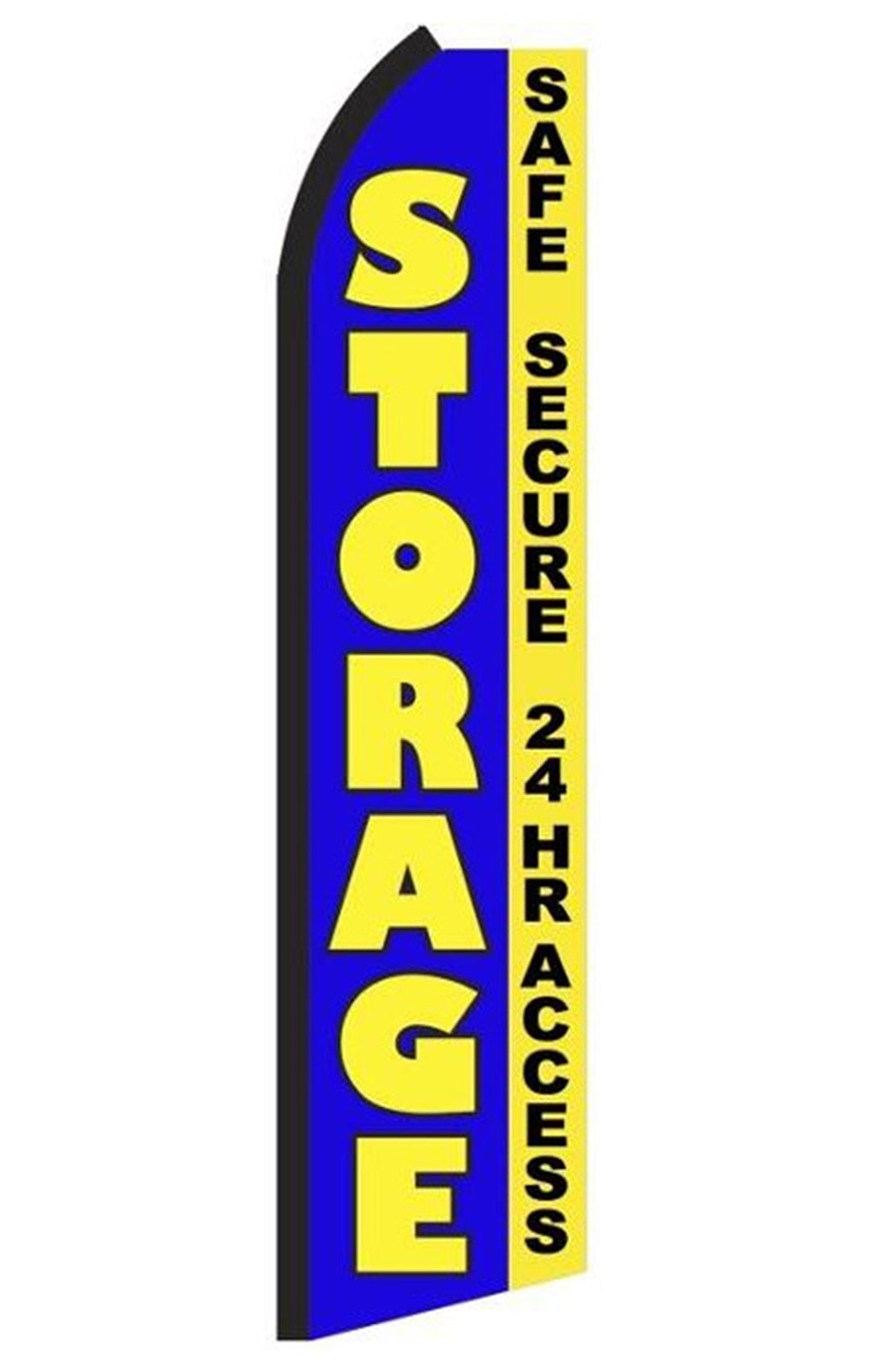 Storage Safe Secure feather flag in blue and yellow, RX7