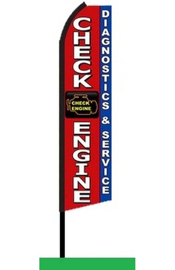Check Engine feather flag with a diagnostic symbol and service message, SL7