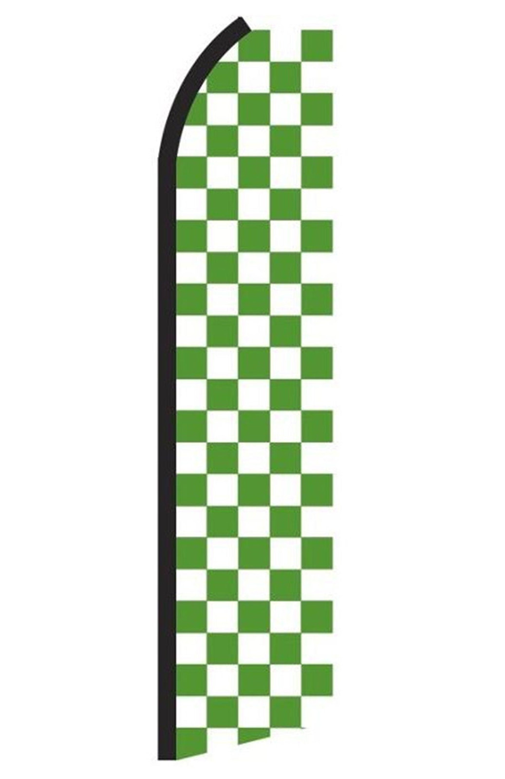 Green & White checkerboard swooper feather flag, RJ6