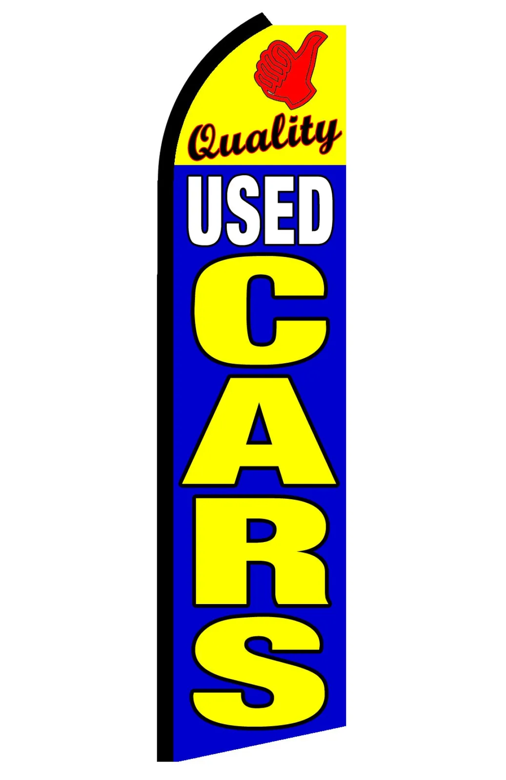Blue and yellow Quality Used Cars feather flag, RS4