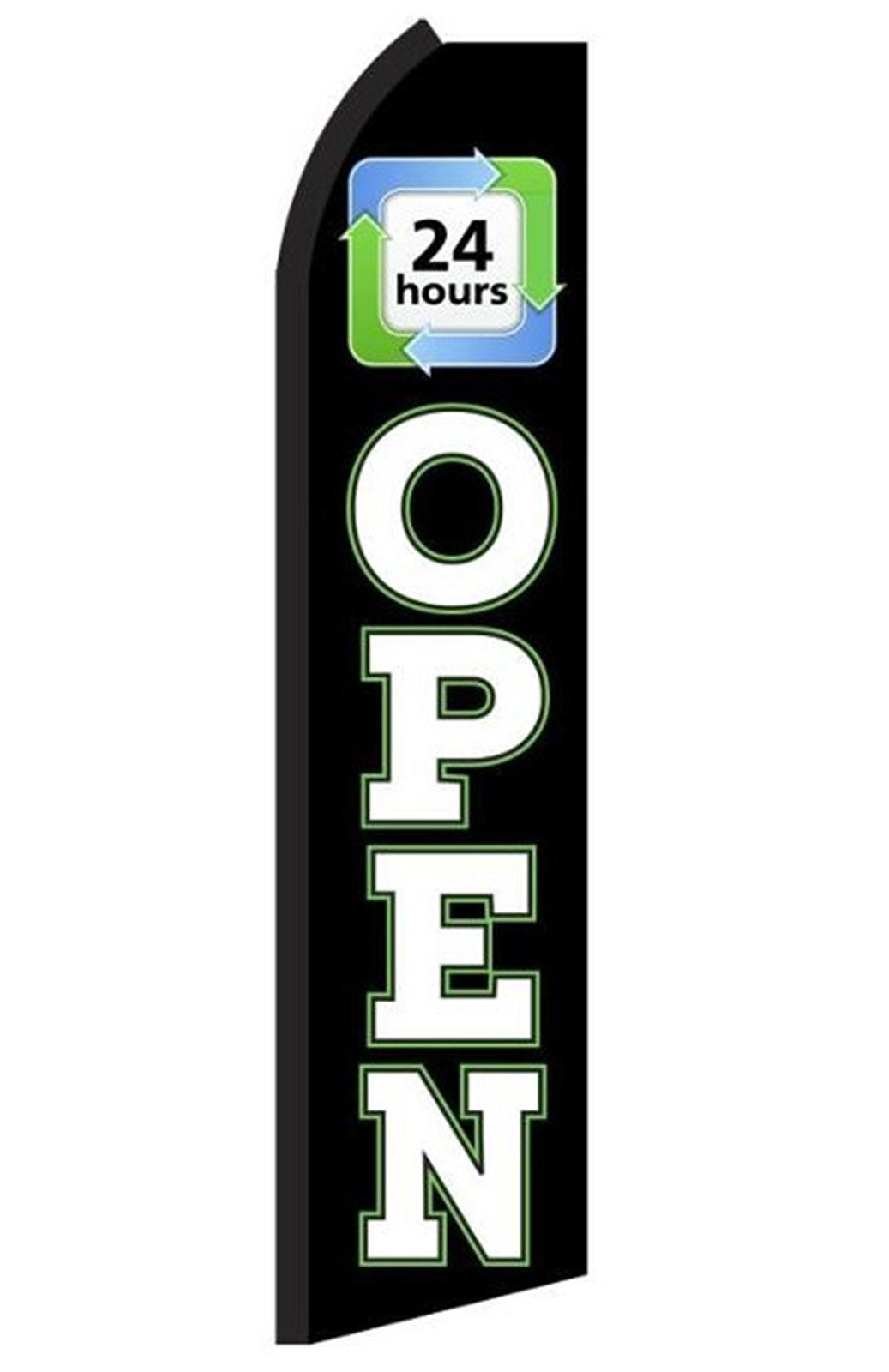 Open 24 Hours feather flag, design RQ6