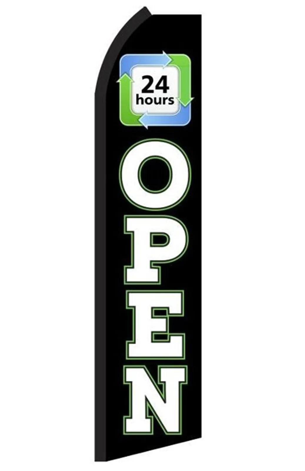 Open 24 Hours feather flag, design RQ6