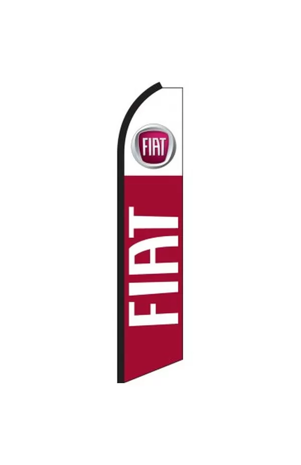 Red and white Fiat feather flag with Fiat emblem