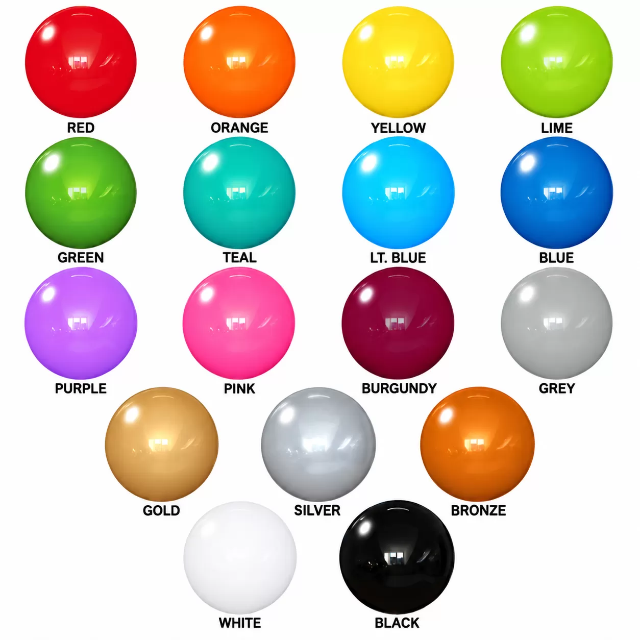 DuraBalloon replacement balloons in seventeen solid colors