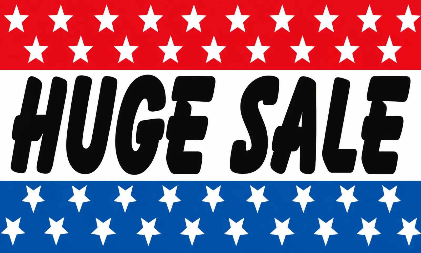 Rectangular 3x5 Huge Sale flag, style 312R, with two hanging grommets