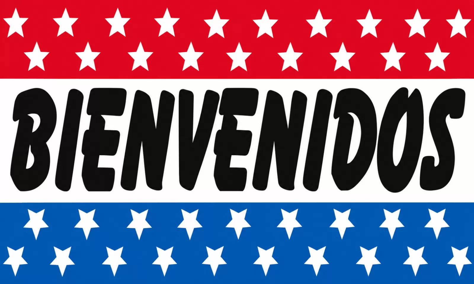 Rectangular 3x5 Bienvenidos flag, style 332R, with two hanging grommets