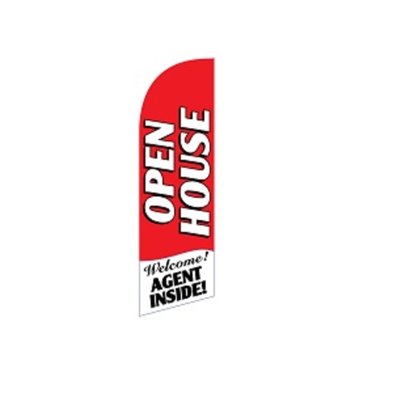 Red Open House real estate feather flag, SRE-9001