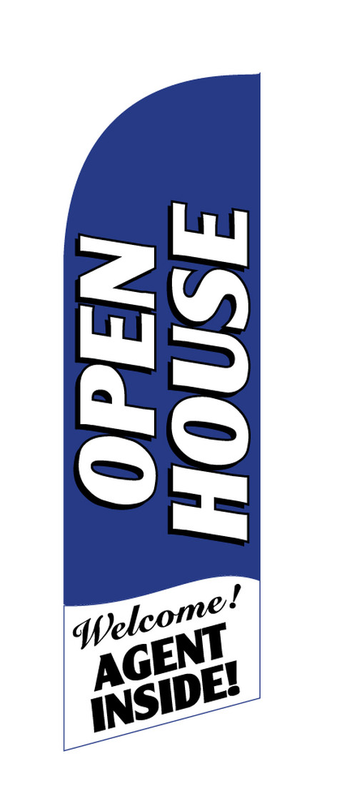 Blue Open House real estate feather flag, SRE-9000