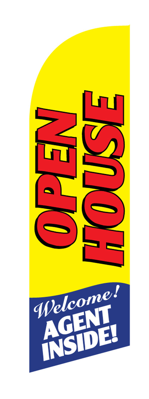 Yellow Open House real estate feather flag, SRE-9002