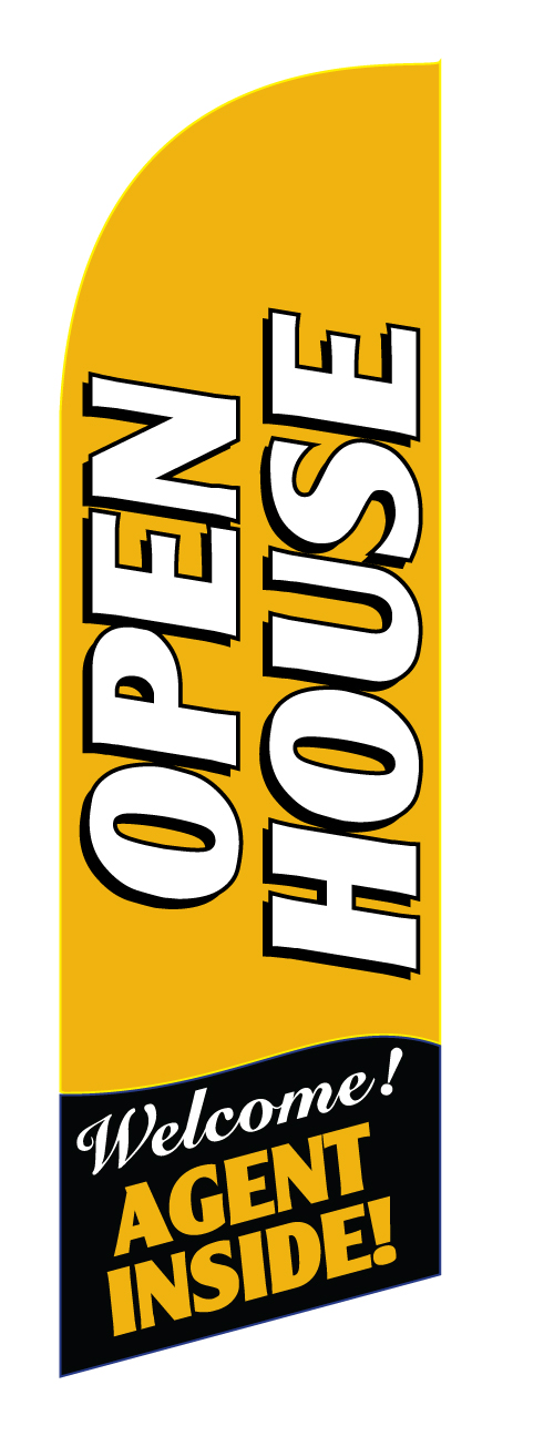 Gold Open House real estate feather flag, SRE-9037