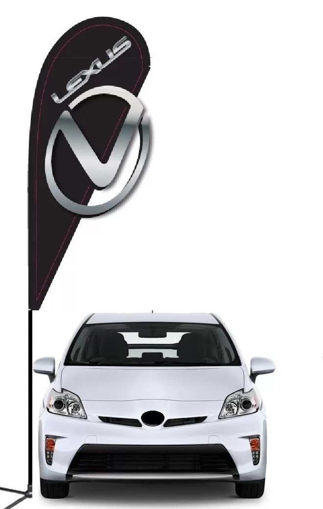 Lexus double-sided 3D teardrop flag kit with laser-cut design