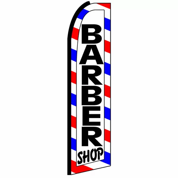 Barber Shop swooper feather flag, design K079