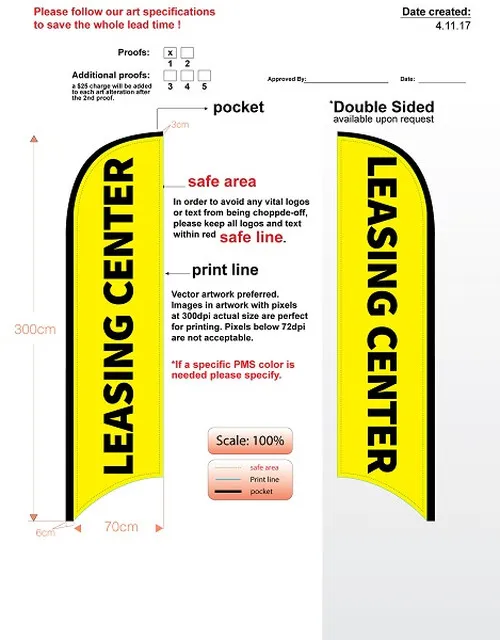 Leasing Center Double-sided Custom Feather Flag Kit Yellow