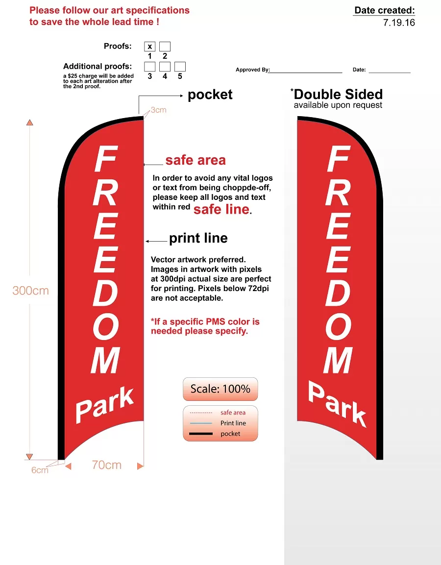 custom freedom park double-sided feather flag kit with flag, flagpole, water-base, & carry-case