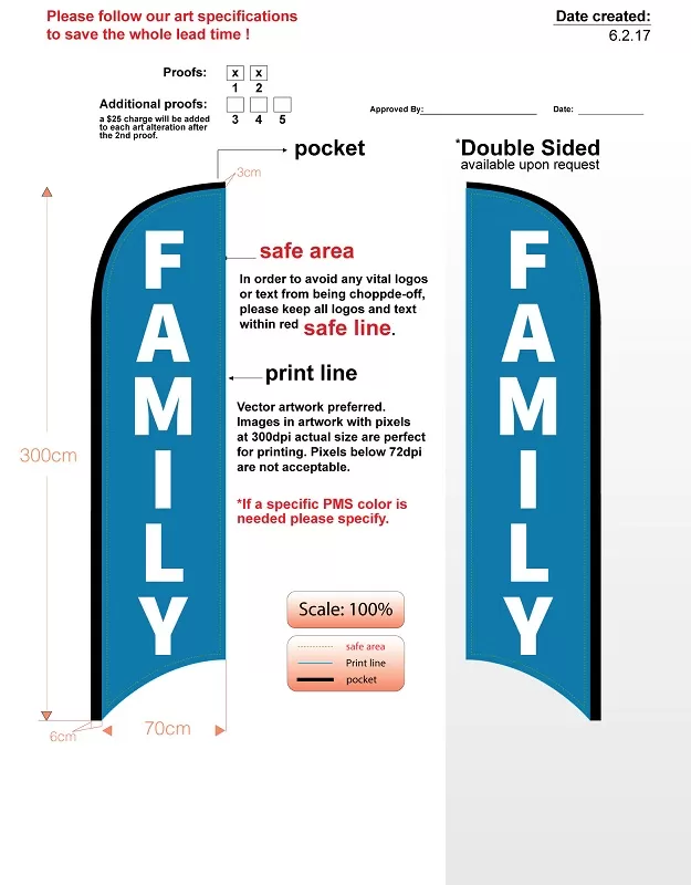 Custom Family Double-sided Feather Flag Kit With Flag, Flagpole, Ground-spike, & Carry-case