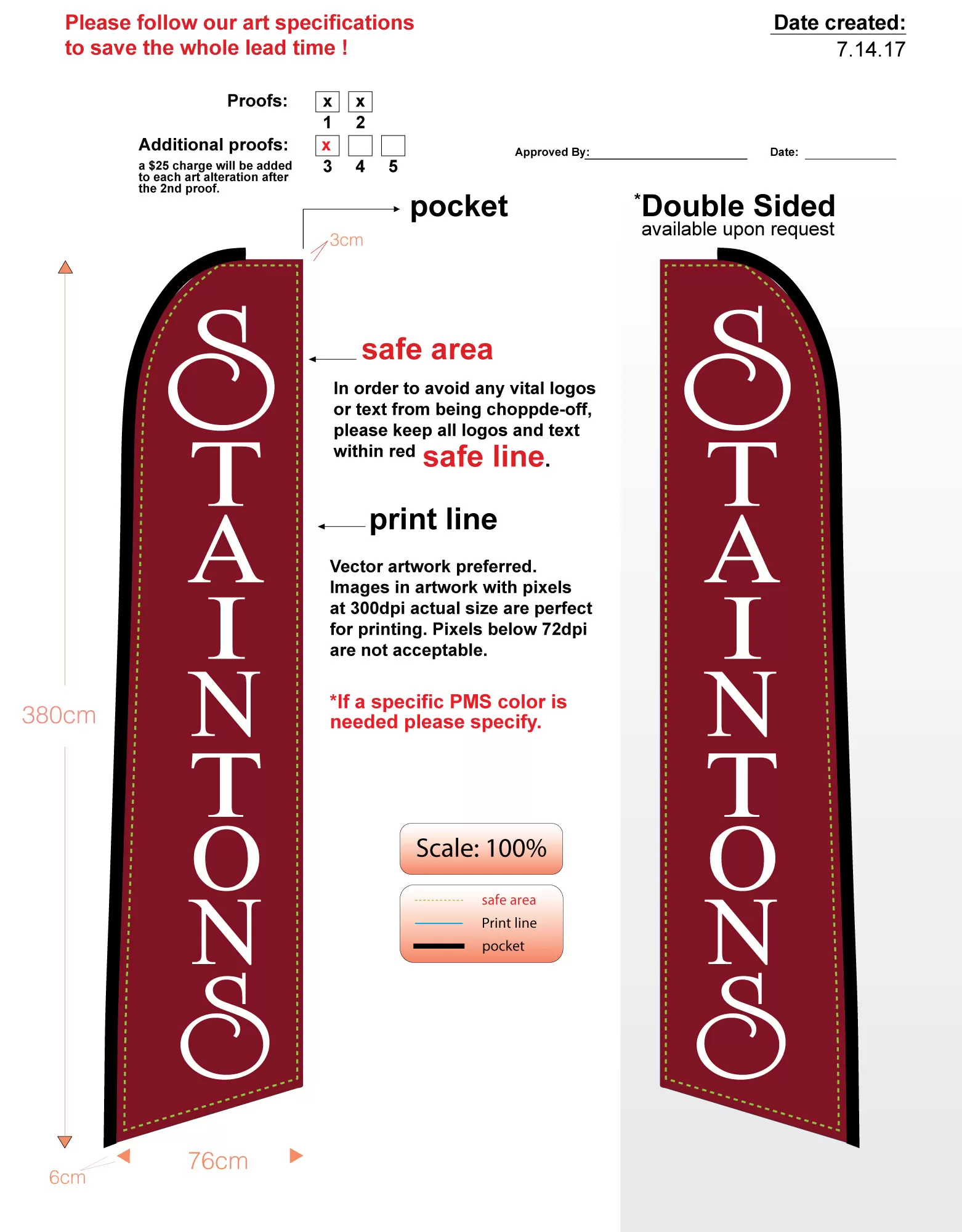 Custom Staintons Double-sided Swooper Flag Kit With Flag, Flagpole, Mounting Base, & Carry-case