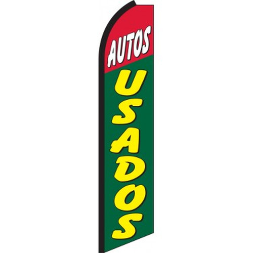 Green and red Autos Usados flag with yellow and white lettering, design SW0134
