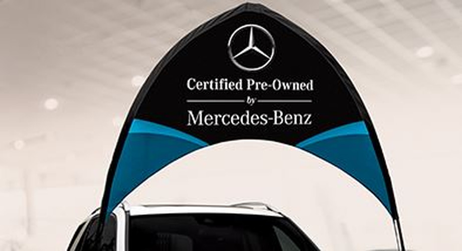 Custom printed Mercedes-Benz replacement arch banner example