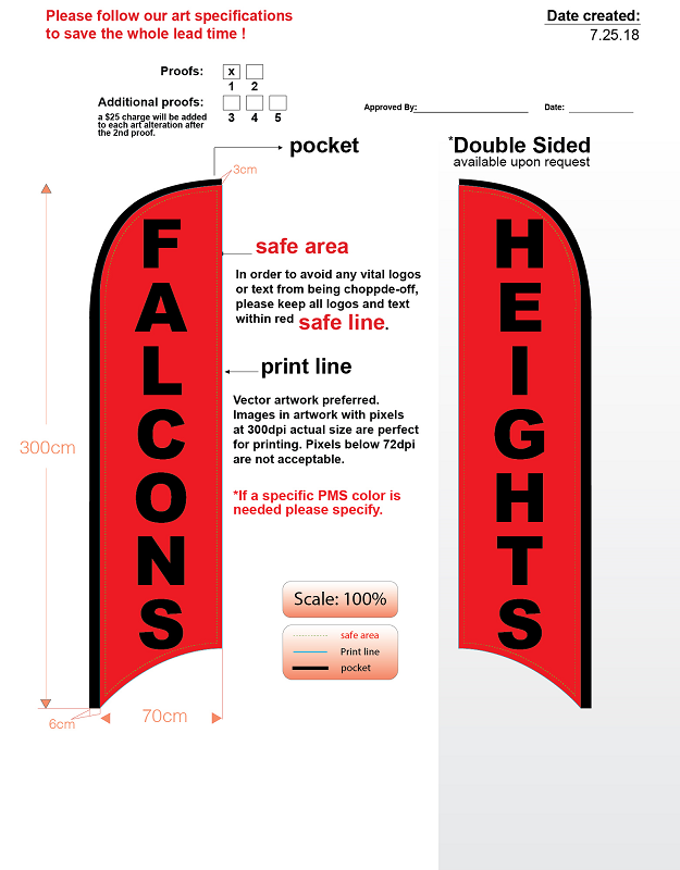 3 falcon heights custom double-sided nsfb-style feather flags ( flags only - no hardware)