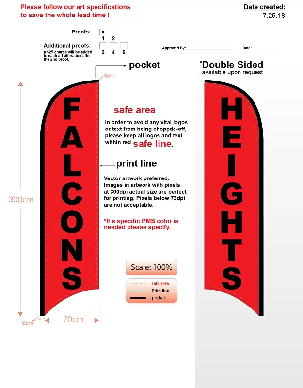 3 falcon heights custom double-sided nsfb-style feather flags ( flags only - no hardware)