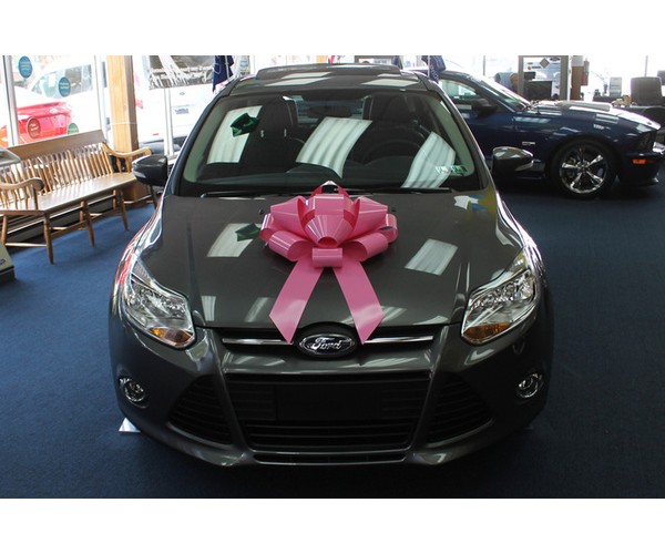 22-inch pink magnetic car bow with two matching tails