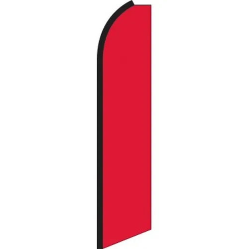 Solid red swooper feather flag with a black pole sleeve, SWF0077