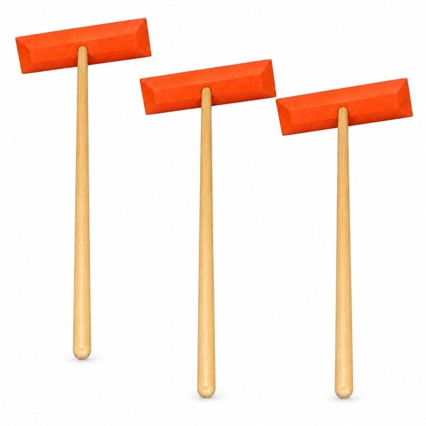 Three Shuttsco Sno-Rakes with orange foam heads and 48-inch hardwood handles