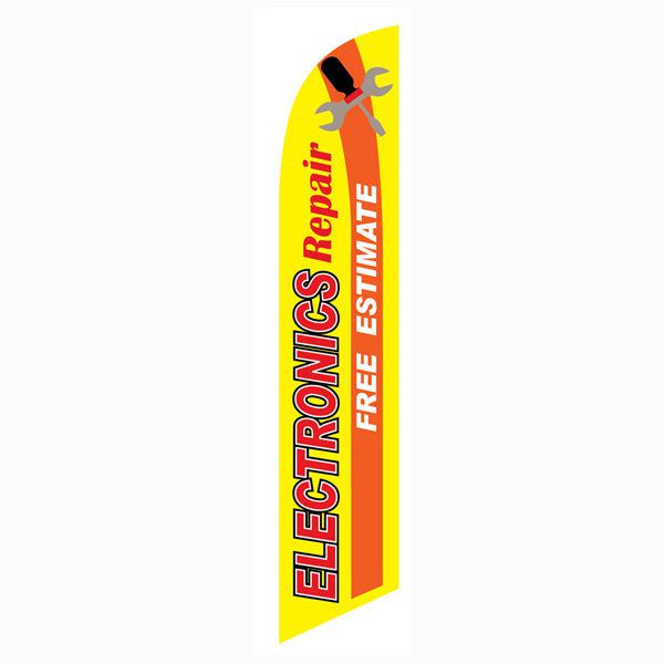 Yellow Electronics Repair feather flag with Free Estimate text and repair tools