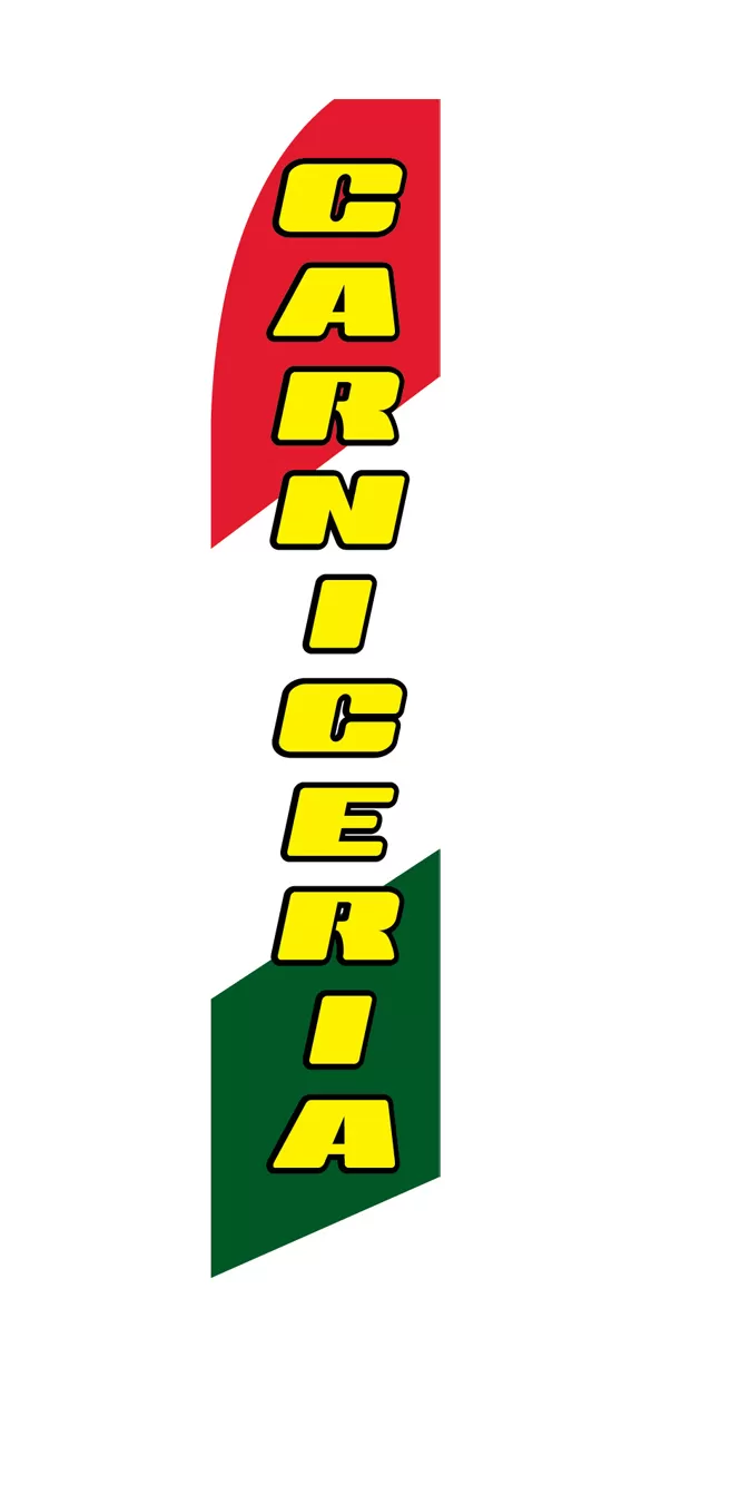 Red, white and green Carniceria flag with yellow lettering, design SF-1413A