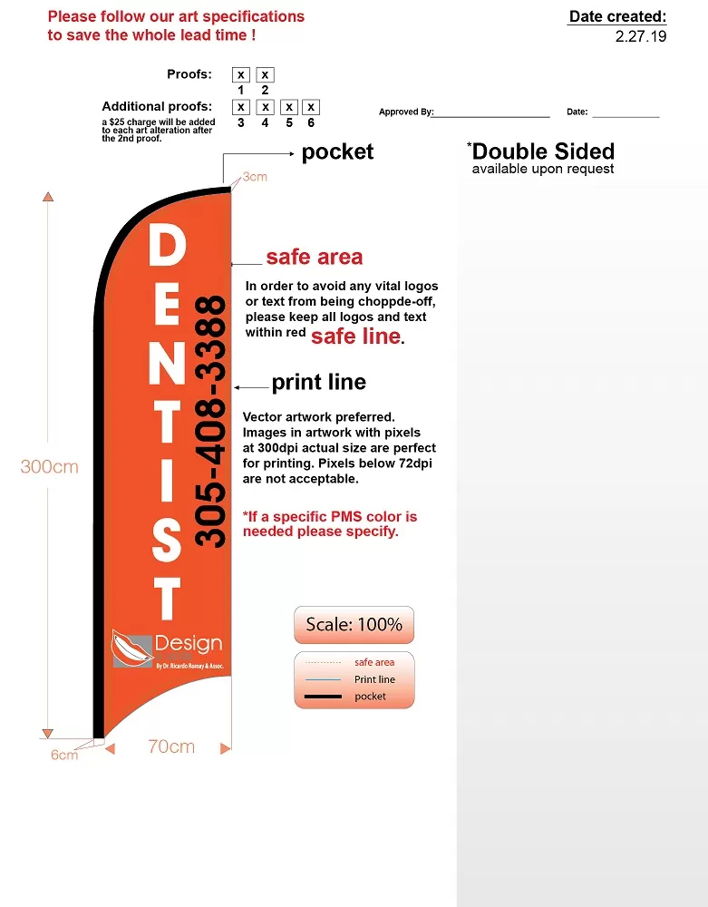 custom dentist med double sided feather flag kit includes flag, flagpole, ground-spike, carry-case