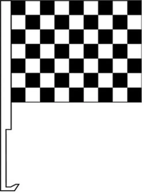 Black & White Clip On Car Flag. Quantity 6. Nsw-01bw