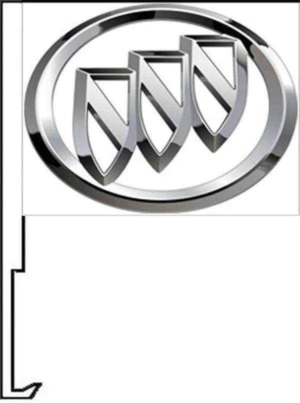 Buick logo on a white flag with a car window clip-on staff