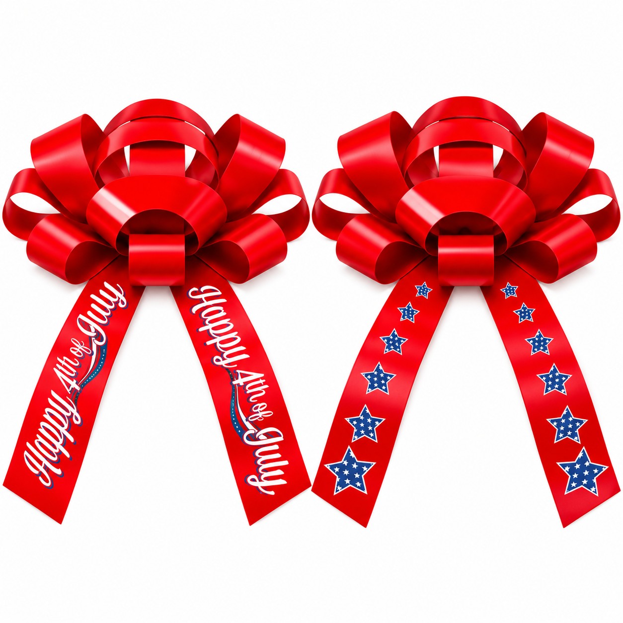 Patriotic 4th of July magnetic car bow, 30 inches wide