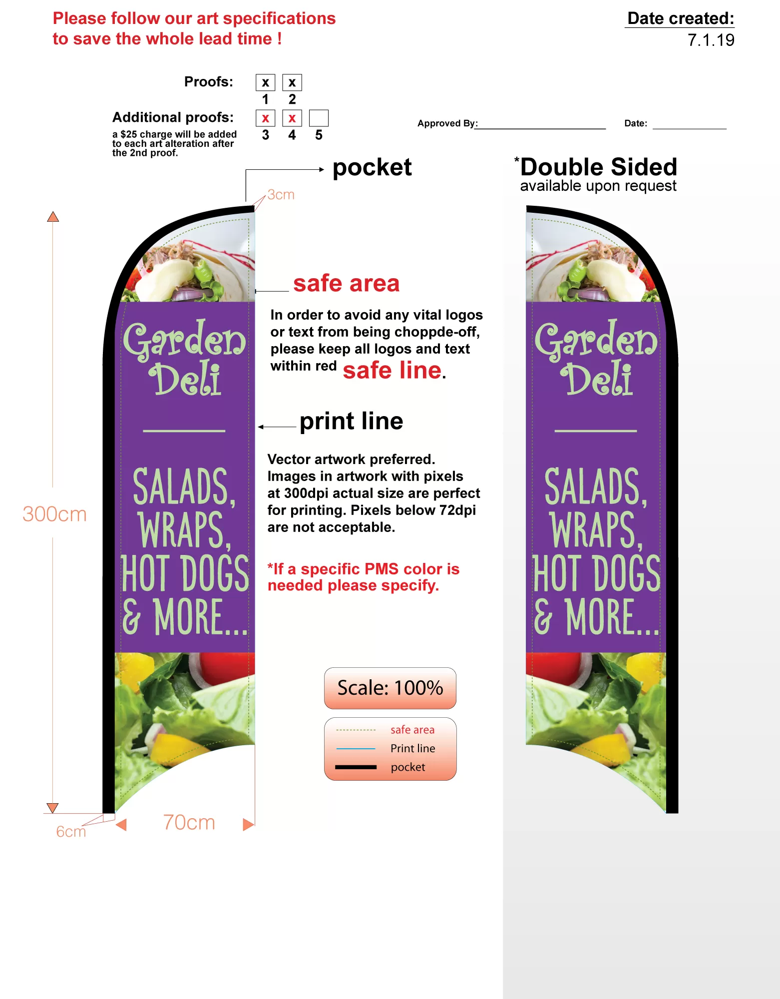 Custom Garden Deli Med Double-sided Feather Flag Kit Includes Flag, Flagpole, Mounting-base, & Carry-case