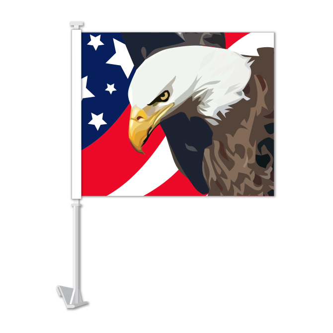 American Eagle clip-on car window flag, design 4780-2