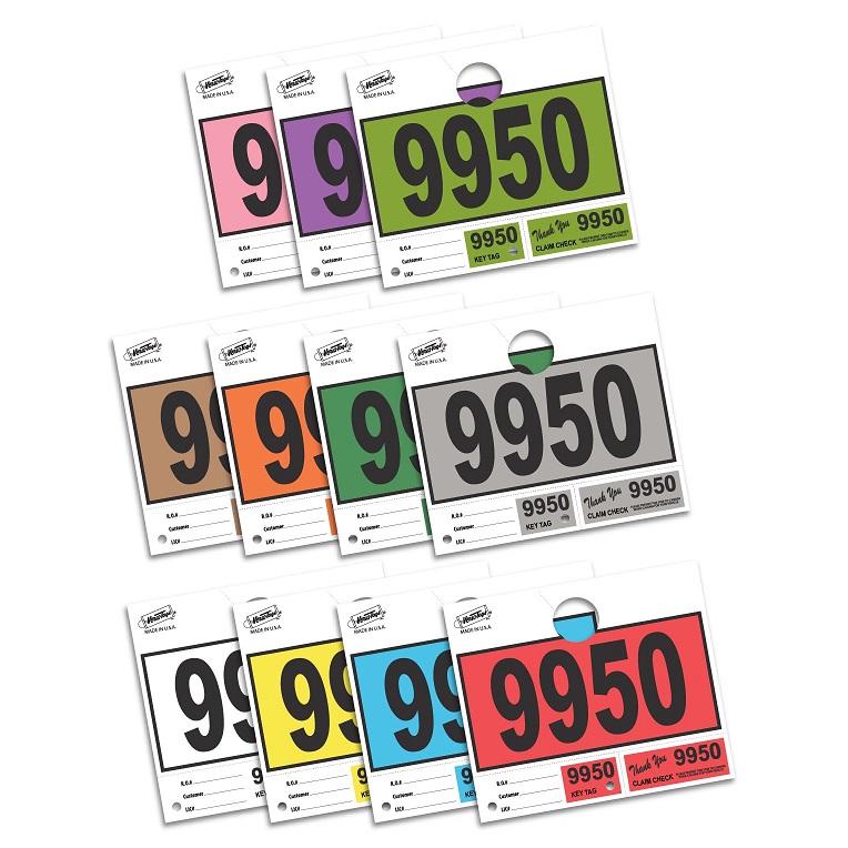 VT260 service hang tags displayed in eleven colors with large matching numbers