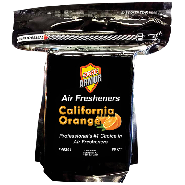 Odor Armor California Orange air freshener pads, resealable bag of 60, item 45201