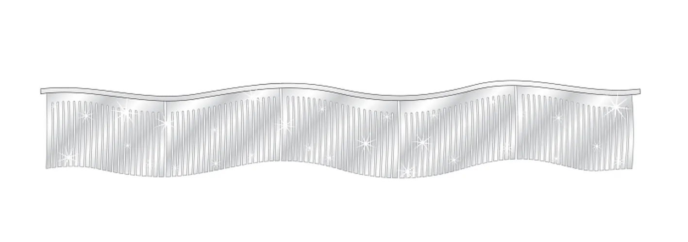 Silver metallic fringe streamer with narrow reflective strips hanging from a rope