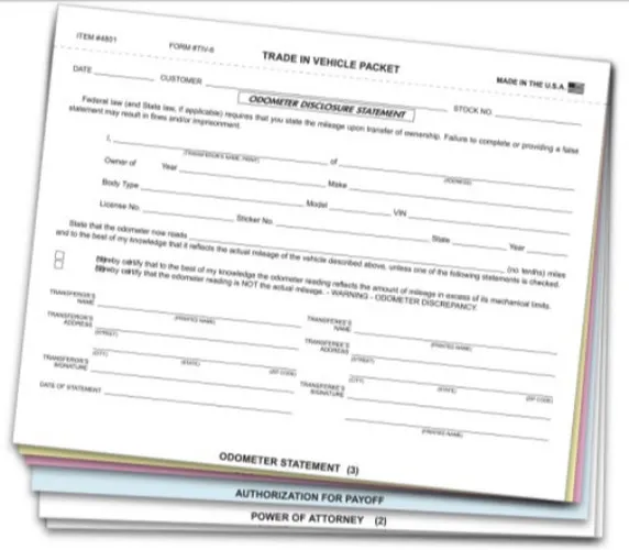 Trade-In Vehicle Combination Forms #4801 product preview