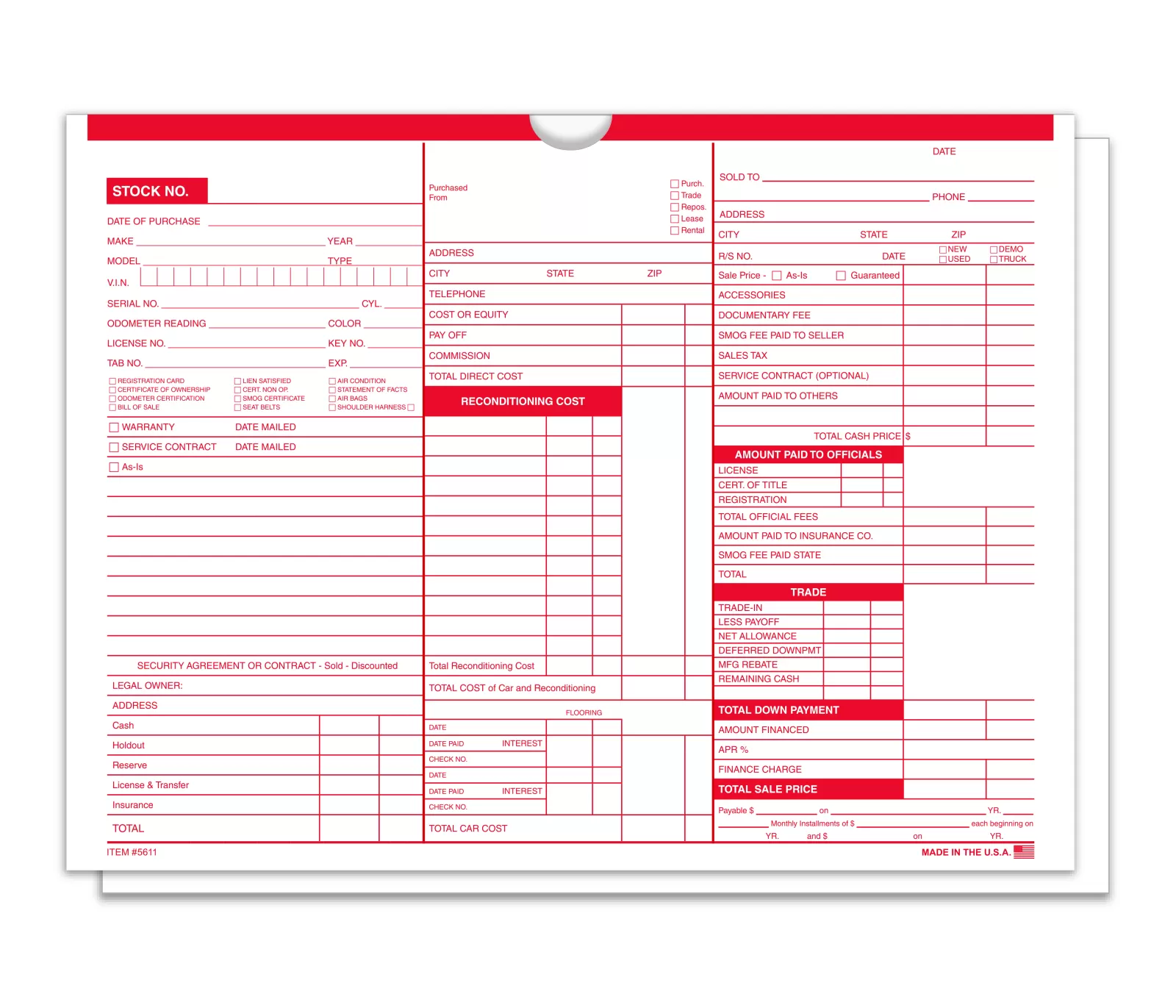 Printed ColorTop deal jackets with colored tops for dealership file organization