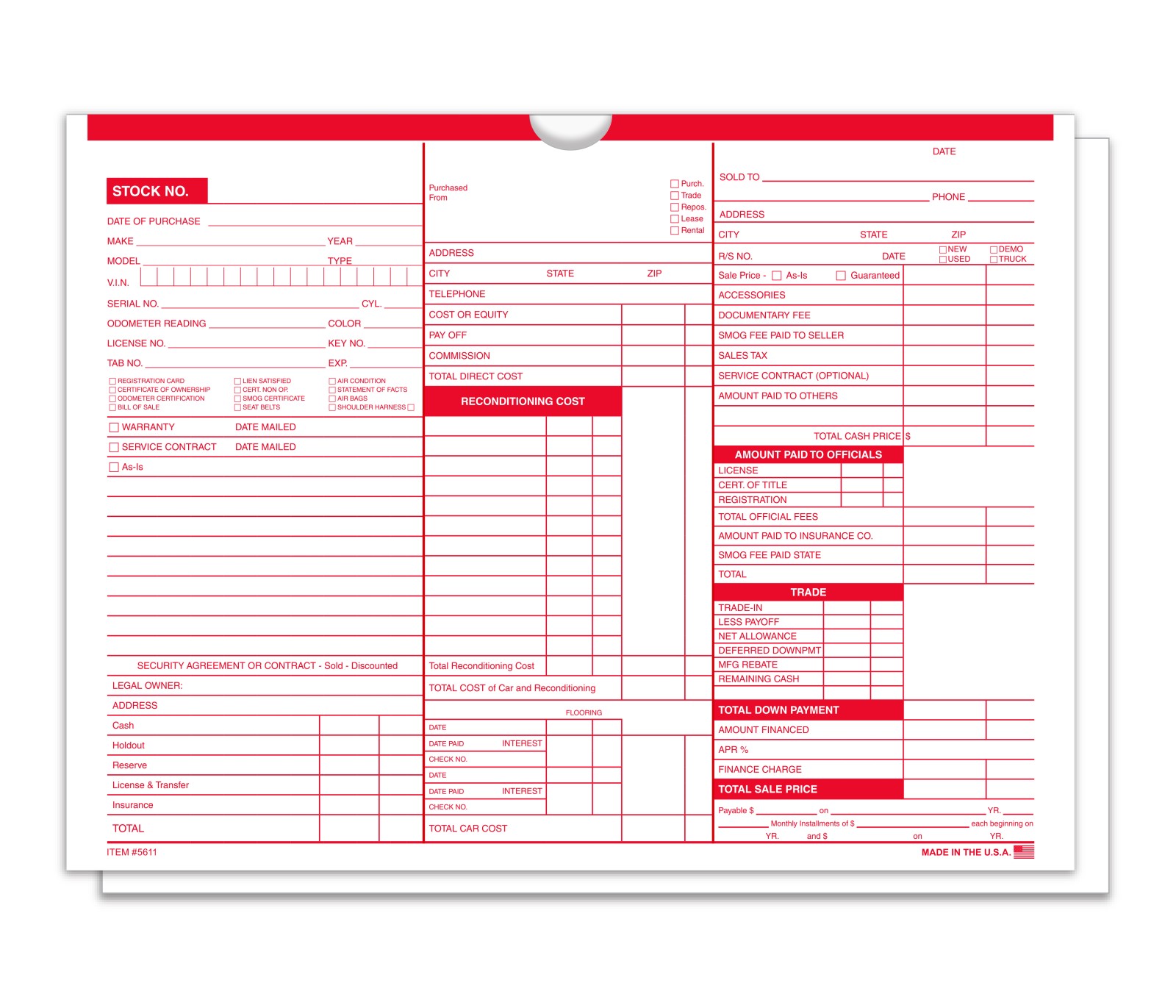 Printed ColorTop deal jackets with colored tops for dealership file organization